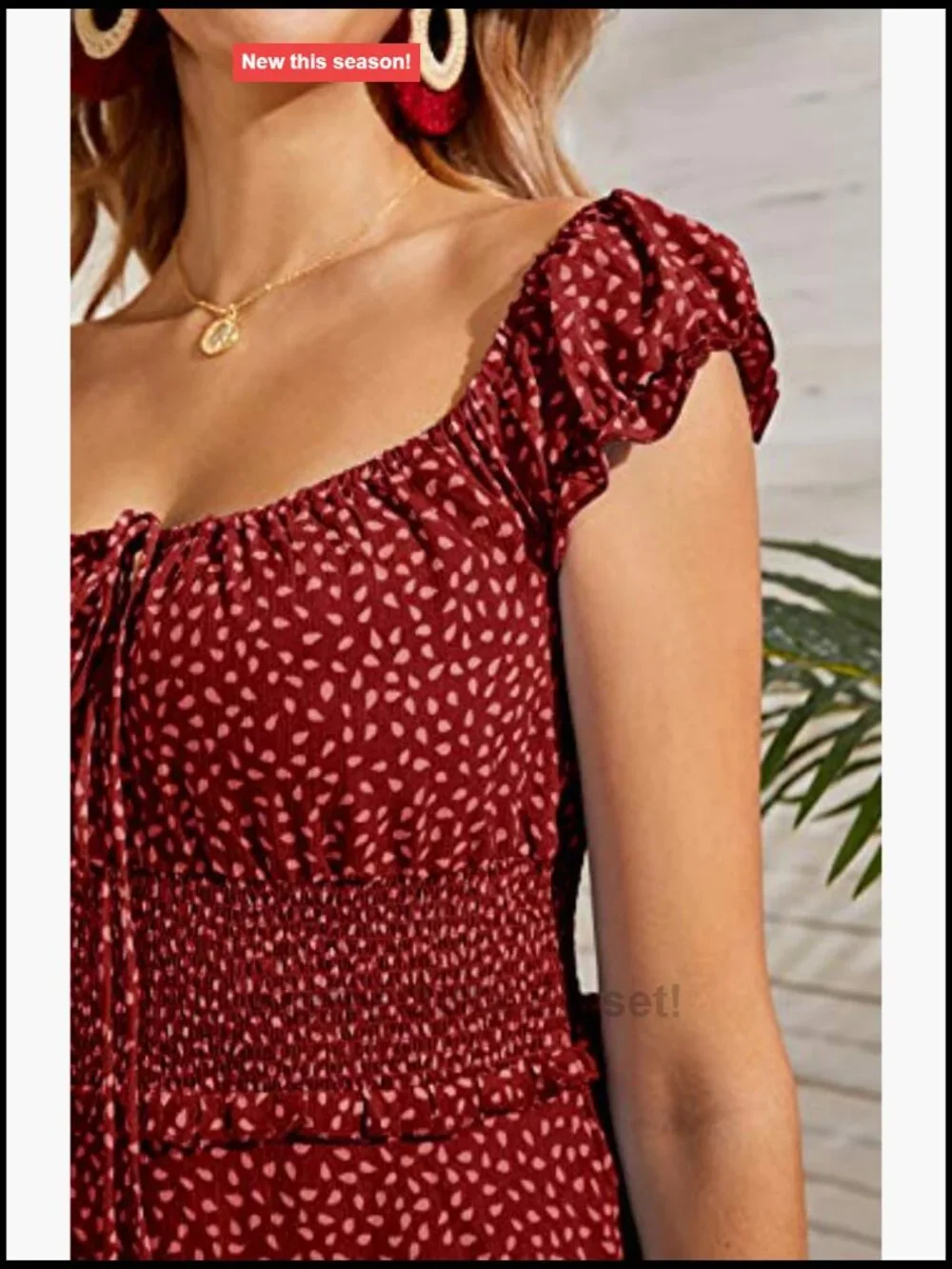 Boho Floral Smocked Ruffle Tie Front Mini Sun Dress Short Sleeve A-Line
